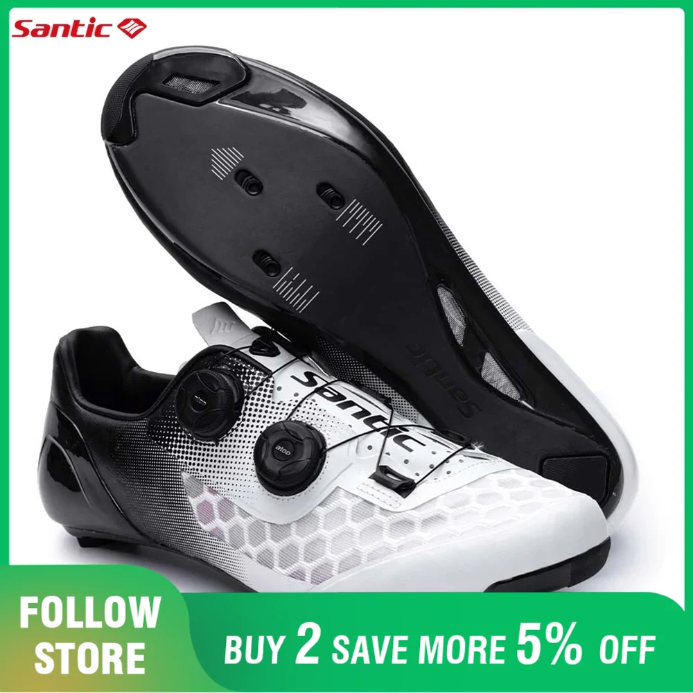Cycling Shoe Insoles - Santic 男性サイクリングシューズ Hardness14 カーボンファイバーソールオートロック屋外自転車スニーカー調節可能なプロフェッショナルロードレースシューズ