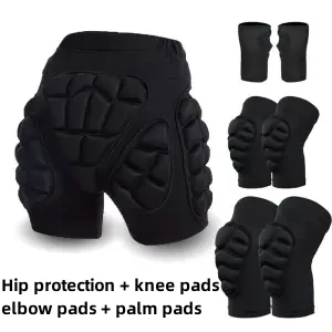 Cycling Gear Pants - 子供用スキーヒッププロテクターパンツ アイススクータースポーツ保護具 膝肘手首パッド付き サイクリング スケート 女性