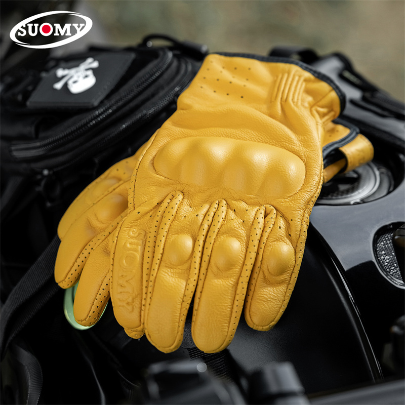 シープスキン製通気性バイクグローブ、タッチスクリーン対応、滑 - Yellow Cycling Gear のレビューと価格