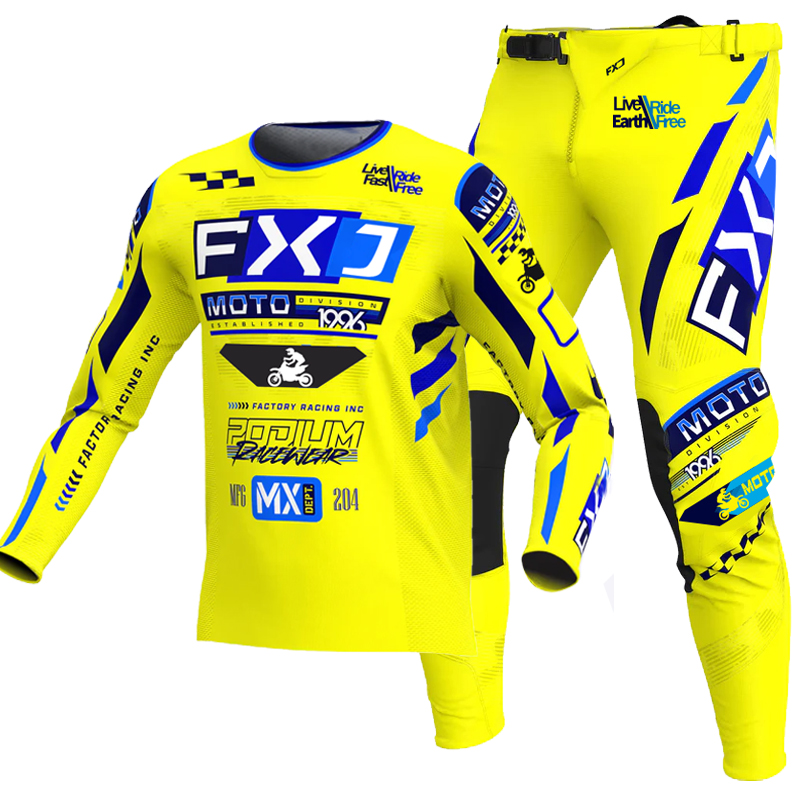 新しい FXJ イエローエンデューロモトクロスギアセット m - Cycling Gear Pants のレビューと価格