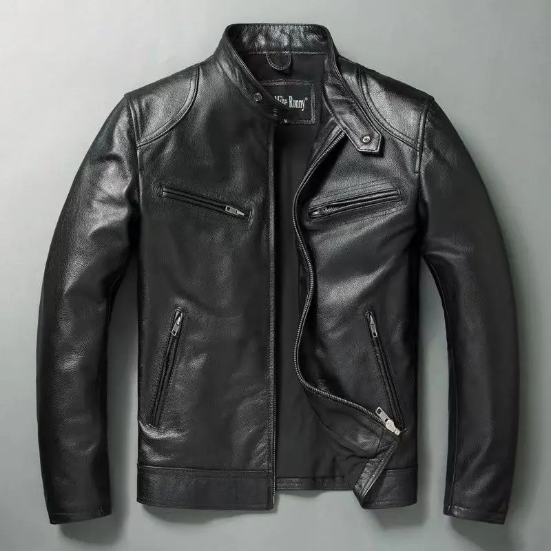 男性用本革ジャケット,100% 牛革,スリムフィット,スタン - Cycling Gear Winter のレビューと価格